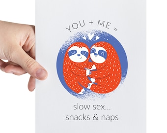 Girlfriend Valentines Day Gift, Birthday Card, Anniversary Card, Funny Sloth Card