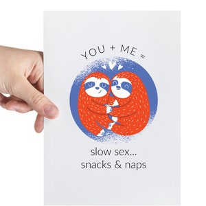 Girlfriend Valentines Day Gift, Birthday Card, Anniversary Card, Funny Sloth Card