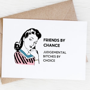 Funny Friendship Card, Best Friend Birthday, Sarcastic Card For Friend, Friends By Chance