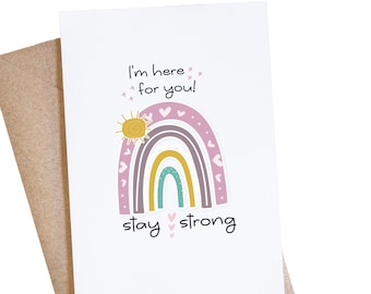 Stay Strong, Strength And Support Card, I'm Here For You, You Got This, Encouraging Card, Tough Times, Thinking Of You, Cute Rainbow Card