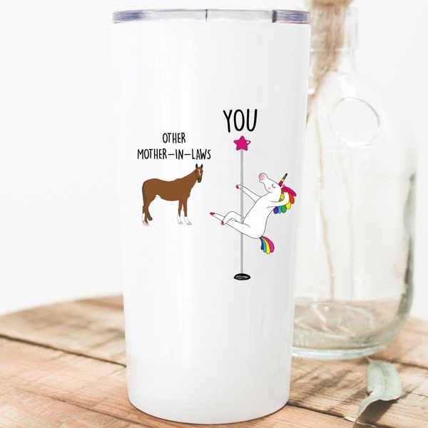 Mother In Law, Gift, Funny Birthday For MIL, From Daughter In Law, Mothers Day, Unicorn Pole Dancer, 20oz Tumbler Personalized Custom Photo