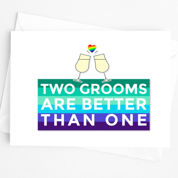 Gay Wedding Card, Same Sex Marriage, Two Grooms, Congratulations Card, Mr And Mr