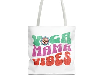 Yoga Lover Gift, Yoga Bag, Reusable Grocery Shopping Bag, Commuter Tote, Yoga Mama Vibes