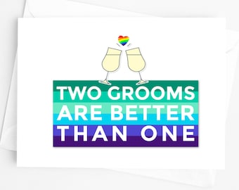 Gay Wedding Card, Same Sex Marriage, Two Grooms, Congratulations Card, Mr And Mr