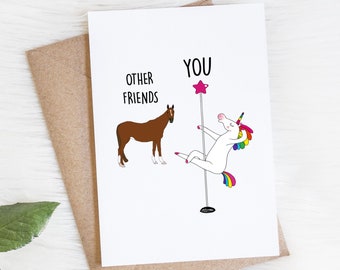 Funny Unicorn Best Friend Birthday Card, Gift For Bestie, Hilarious Friendship Gift