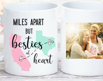 Long Distance Friendship, Bestie Mug, Personalized Best Friend Birthday Gift, Custom Photo Coffee Cup