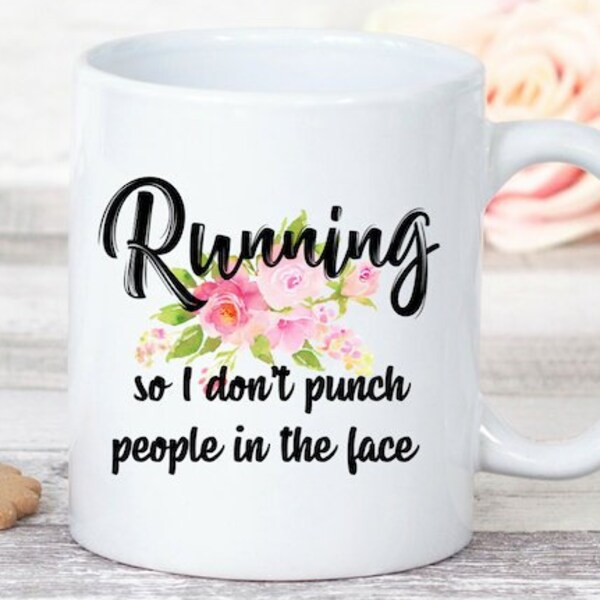 Runner Gifts For Women, Therapy So I Don't Punch People In The Face, Funny Coffee Mug