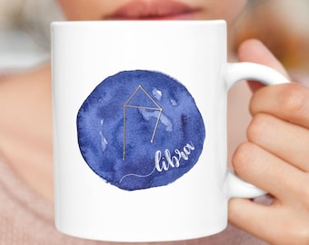 Libra Mug, Zodiac Gift, Constellation Coffee Cup, October Birthday, Personalized Custom Name