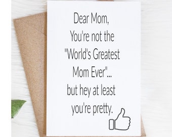 Funny Mother's Day Card, Naughty Mother's Day Card, Card From Son, Card