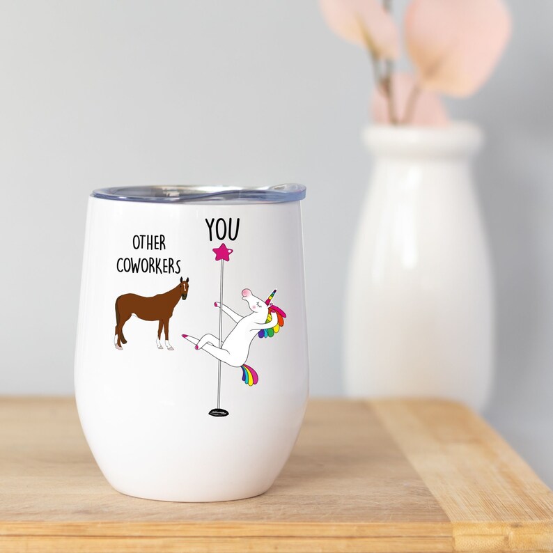 Personalized Custom Name Funny Wine Tumbler Cup Other Coworkers You Coworker Birthday Gift Unicorn Pole Dancer