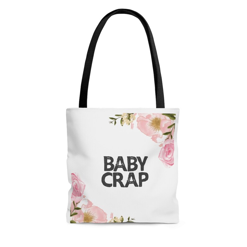 Baby Crap Tote Bag, Funny Baby Shower Gift, Cute Diaper Bag, Push Present, New Mom Gift, Vintage Flower Design Bild 2