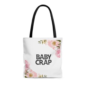 Baby Crap Tote Bag, Funny Baby Shower Gift, Cute Diaper Bag, Push Present, New Mom Gift, Vintage Flower Design Bild 4