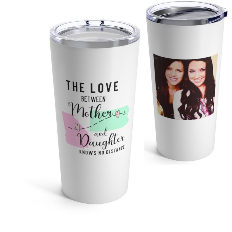 Mom Gift From Daughter, Long Distance, Mom Tumbler, Mom Birthday, Miles Apart, No Distance Mother Daughter, Custom State, Photo Tumbler image 5