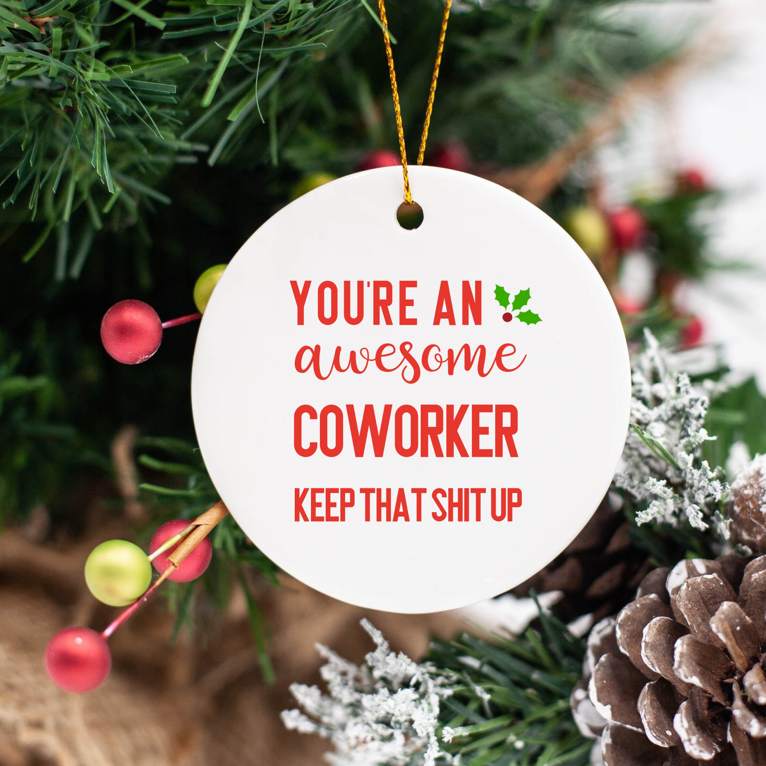 Coworker Gift Funny Christmas Ornament You're Awesome Etsy UK