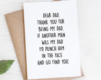 Funny Dad Birthday Card, Dear Dad, Fathers Day Humor, Gag Gift From Son Or Daughter