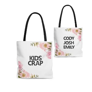 Kids Crap Bag, Funny Tote Bag, Gift For Mom Of Boys, Personalized Custom Children Names