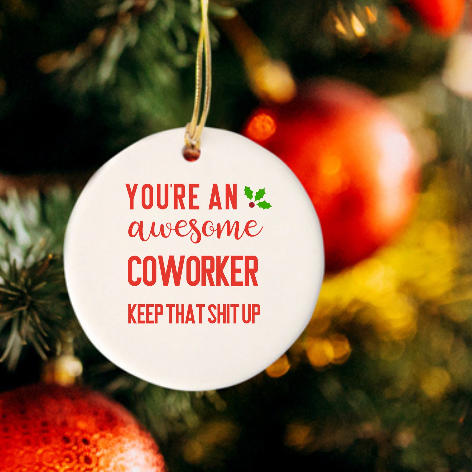 Coworker Gift Funny Christmas Ornament You're Awesome Etsy UK