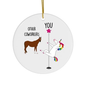 Coworker Gift, Funny Christmas Ornament, Unicorn Pole Dancer