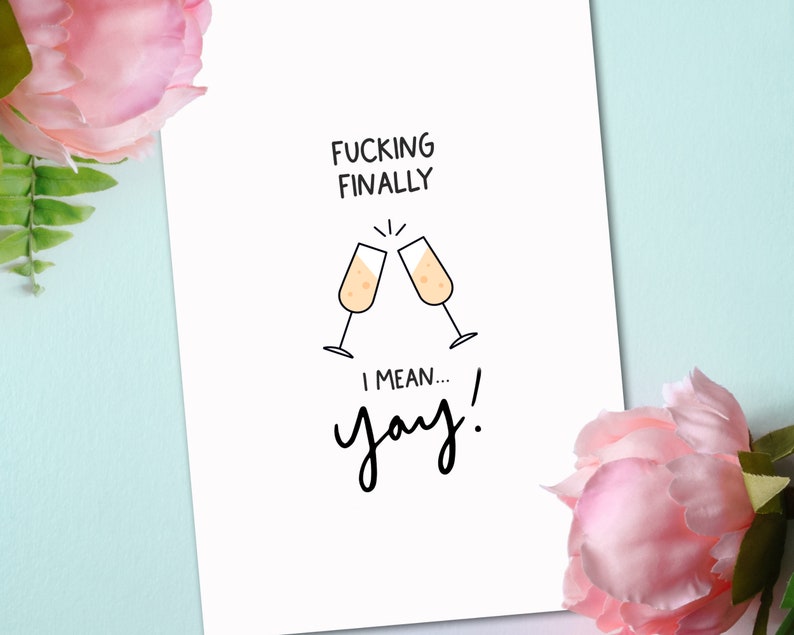 Funny Wedding Card Congratulations Card Fucking Finally - Etsy