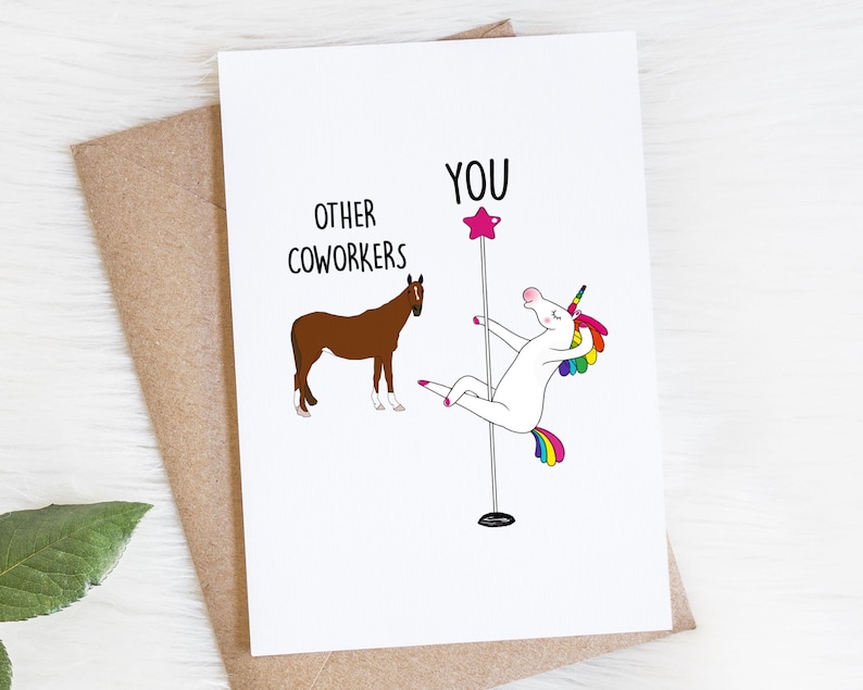 Funny Coworker Birthday Card Gift for Work Friend Unicorn Etsy