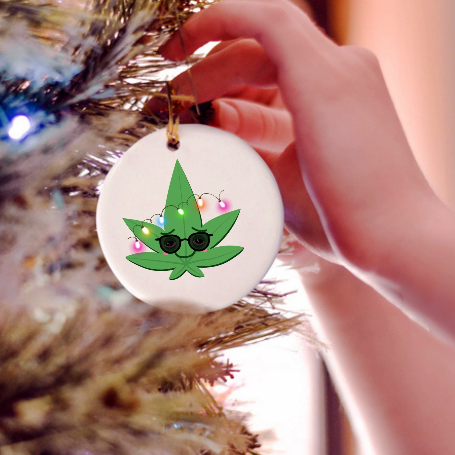 Stoner Gift Funny Christmas Ornament Cannabis Pot Leaf Etsy