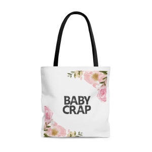 Baby Crap Tote Bag, Funny Baby Shower Gift, Cute Diaper Bag, Push Present, New Mom Gift, Vintage Flower Design Bild 5