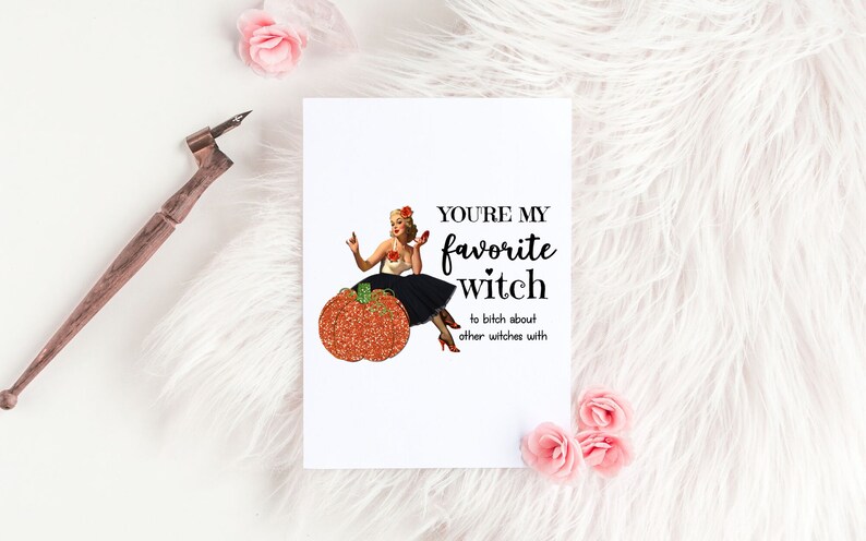 Funny Halloween Greeting Card For Best Friend, Unique Friendship Gift, Favorite Witch Bitch, Mature image 5