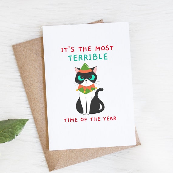Funny Christmas Card, Sarcastic Cat Humor