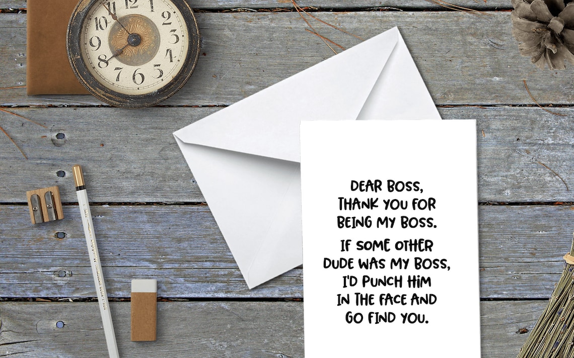 Boss Card Funny Boss's Day Message Birthday Gift for - Etsy