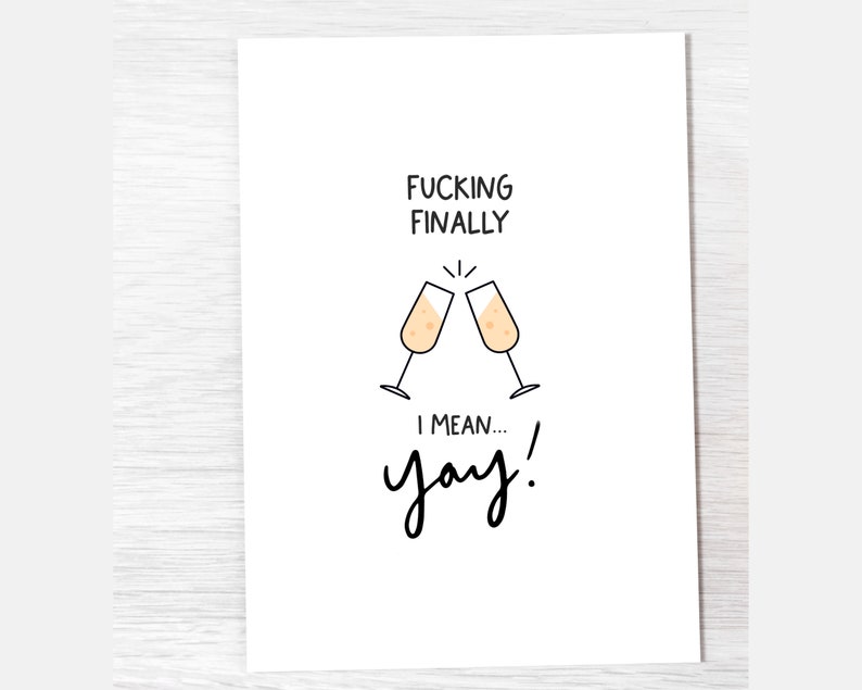 Funny Wedding Card Congratulations Card Fucking Finally - Etsy