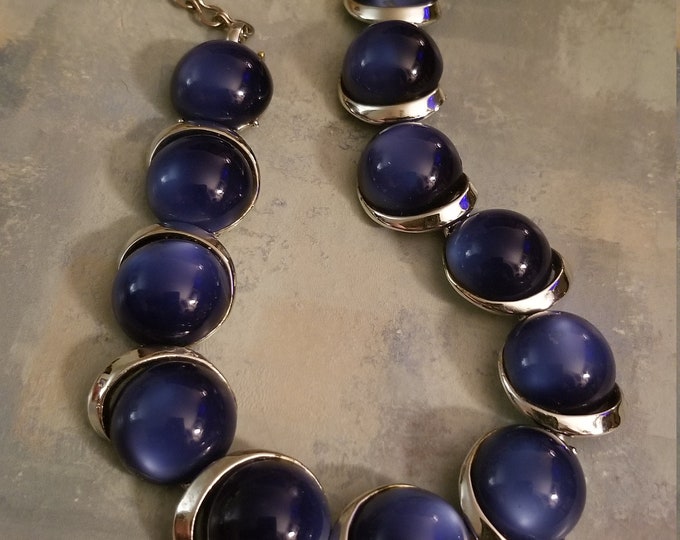 Vintage Cobalt Blue Moonglow Lucite choker