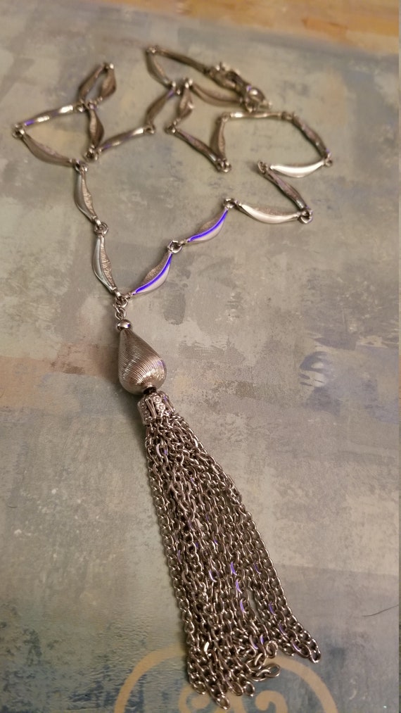 Vintage Kramer Silver Tassel Necklace.