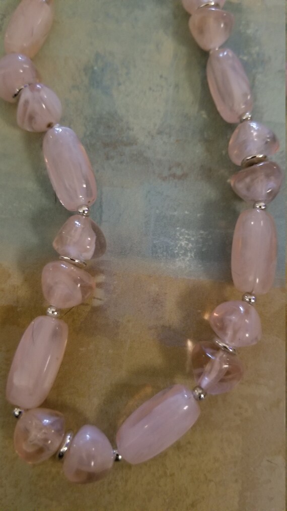 Vintage Blush Colored Tranlucent Bead Necklace Gem