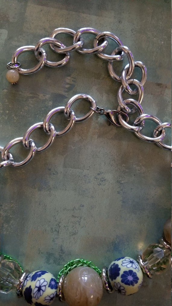 Vintage Rubber And Resin Beaded Necklace Gem