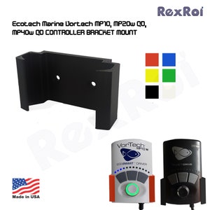 Könnte beinhalten: Schwarze Controller-Halterung für Ecotech Marine Vortech MP10, MP20w QD und MP40w QD. Das Bild enthält eine Farbpalette, zwei Controller und den Text "Made in USA".