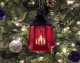 Asian Lantern, Ornament, Christmas Ornament, Tree Ornament, Japanese Oriental Garden Lantern, Japanese Pagoda, Christmas Decoration