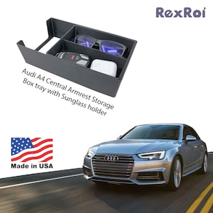 A4 A5 Central Armrest Storage Box tray with Sunglass holder ( 2017-2018-2019 Models- that DON&#39;T have a lighter in the Central Armrest)