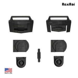 May include: Black plastic components, including two rectangular pieces with handles, two circular pieces, and a small, rectangular connector. The image includes the text "RexRoi" and a "Made in USA" graphic.