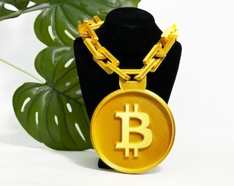 The Bitcoin Chain, Bitcoin Fan, Crypto Fan, WSB, WallStreetBets, Bitcoin Necklace, Crypto Necklace, Cryptocurrency, Bitcoin Costume