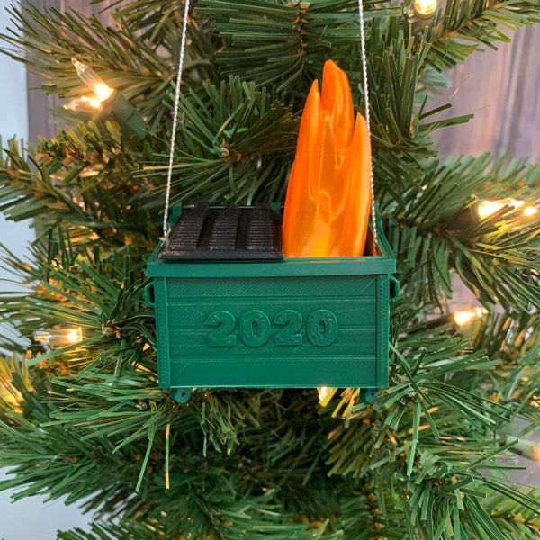 Adorno navideño original de 2020/2025 con efecto de incendio en el basurero, adorno para árbol de Navidad, regalo de Navidad 2025, como se vio en CNN, calcetín navideño, regalo divertido de Navidad.