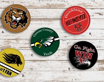 Bulk (4) Custom Coasters, Sports Team Memorabilia Decor, Personalized School Spirit Drink Coaster, Wood W/ Cork Backing