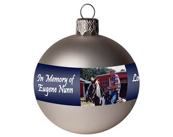 Personalized Silver Memorial Ornament, 2 5/8" or 3"  Metallic Ornament, Custom Round Christmas Ornament With Image