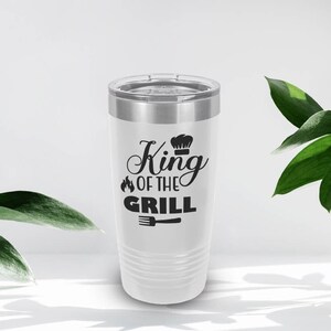 20oz Grill Dad Tumbler, Stainless Steel King of the Grill, Grilling Themed Tumbler
