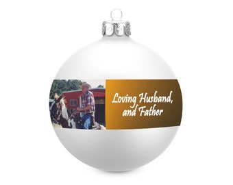 Personalized White Memorial Ornament, 3" or 2 5/8" Inch Matte Ornament, Custom Round Christmas Ornament With Image