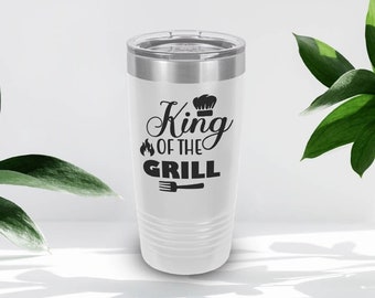 20oz Grill Dad Tumbler, Stainless Steel King of the Grill, Grilling Themed Tumbler