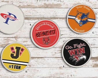 Bulk (4) Custom Felt Coasters, Team Mascot Coaches Gift, School Mascot Memorabilia Coasters