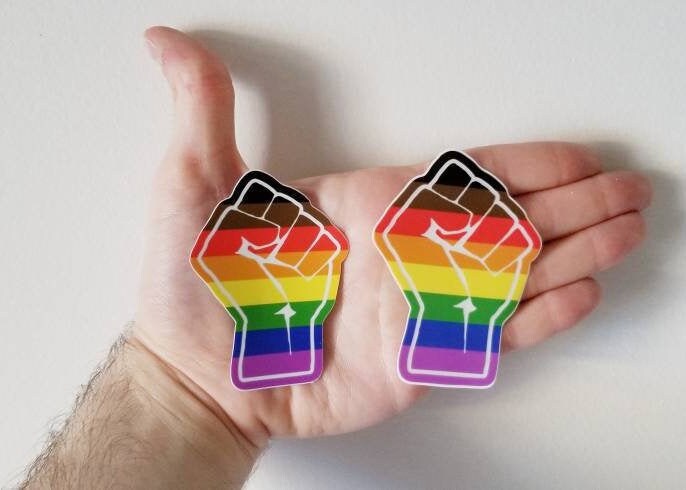 LGBTQ+ Gay Pride Flag Resist Fist Vinyl Sticker Decal | Gifts Under 5…