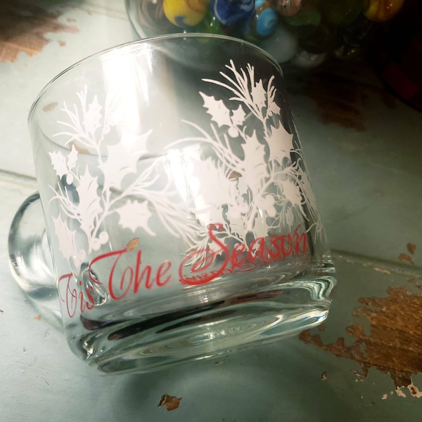 Vintage Clear Anchor Hocking Glass Mugs 'tis the Season Etsy