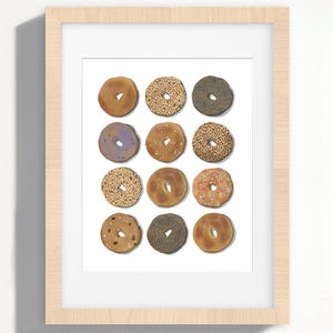 Bagels Fine Art Print | Gift for Bagel Lover | New York Bagels | Chicago Bagels | Bagel Illustration | Nursery Art Print