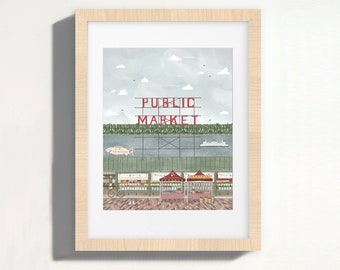 Pike Place Market | Seattle Art | Fine Art Print | Washington State | PNW Poster | Pacific Northwest | Wall Hanging | Travel Souvenir